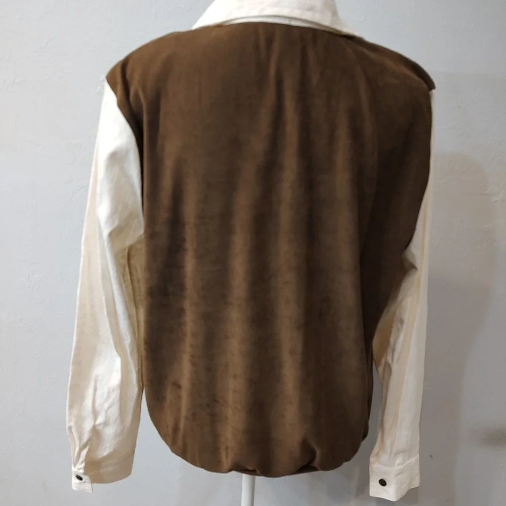 Alfred‎ Dunner Sz 14 Y2K Embroidered Floral Vest Blouse Brown Cottagecore Boho